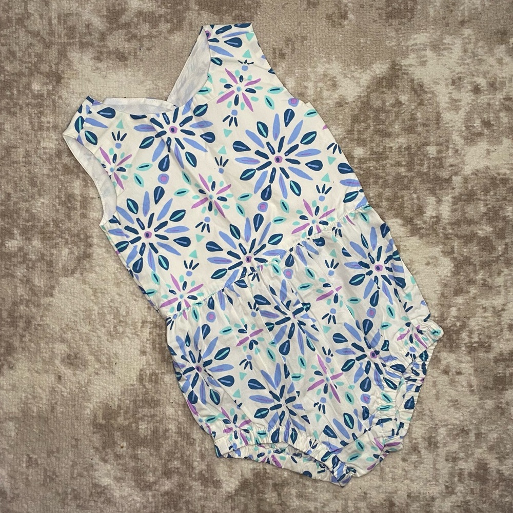 [Tea Collection] White Romper with Blue and Purple Floral Print